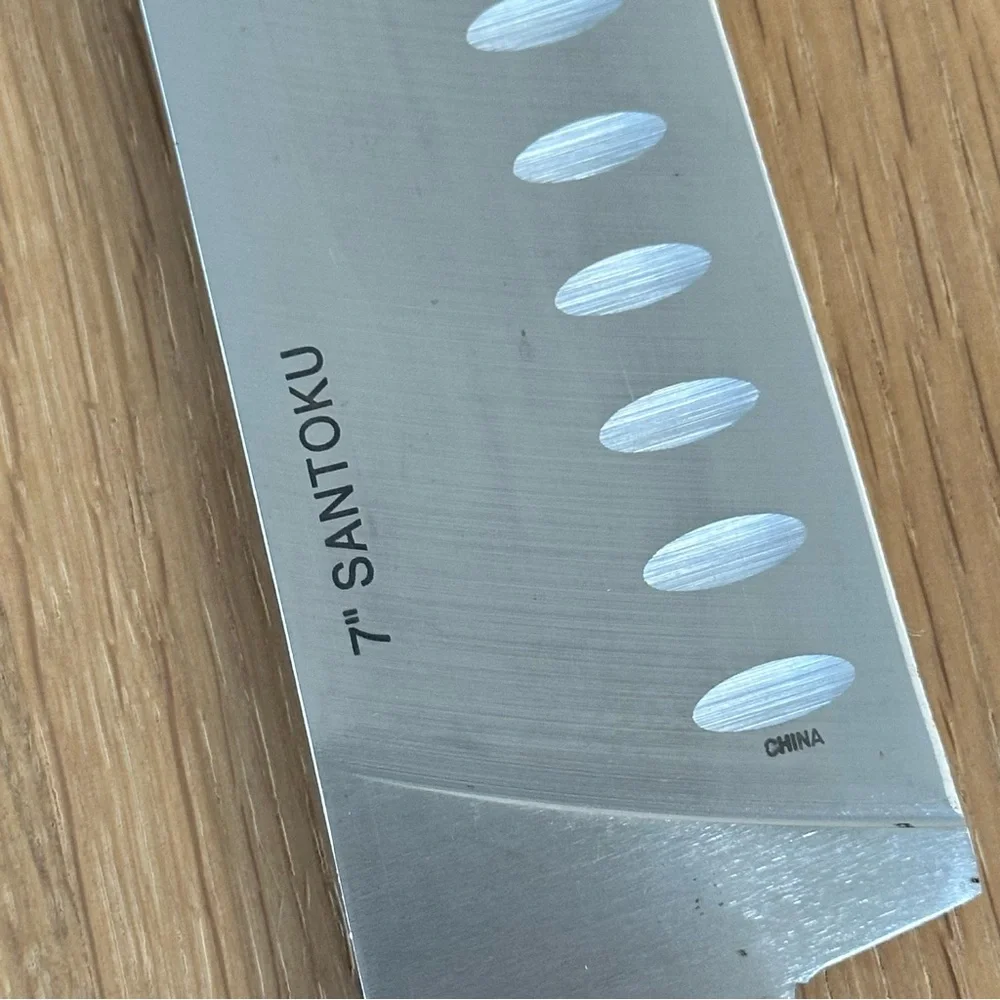 EMERIL LAGASSE 7” Santoku Knife Blade Stainless Steel Forged Black Rivet Handle